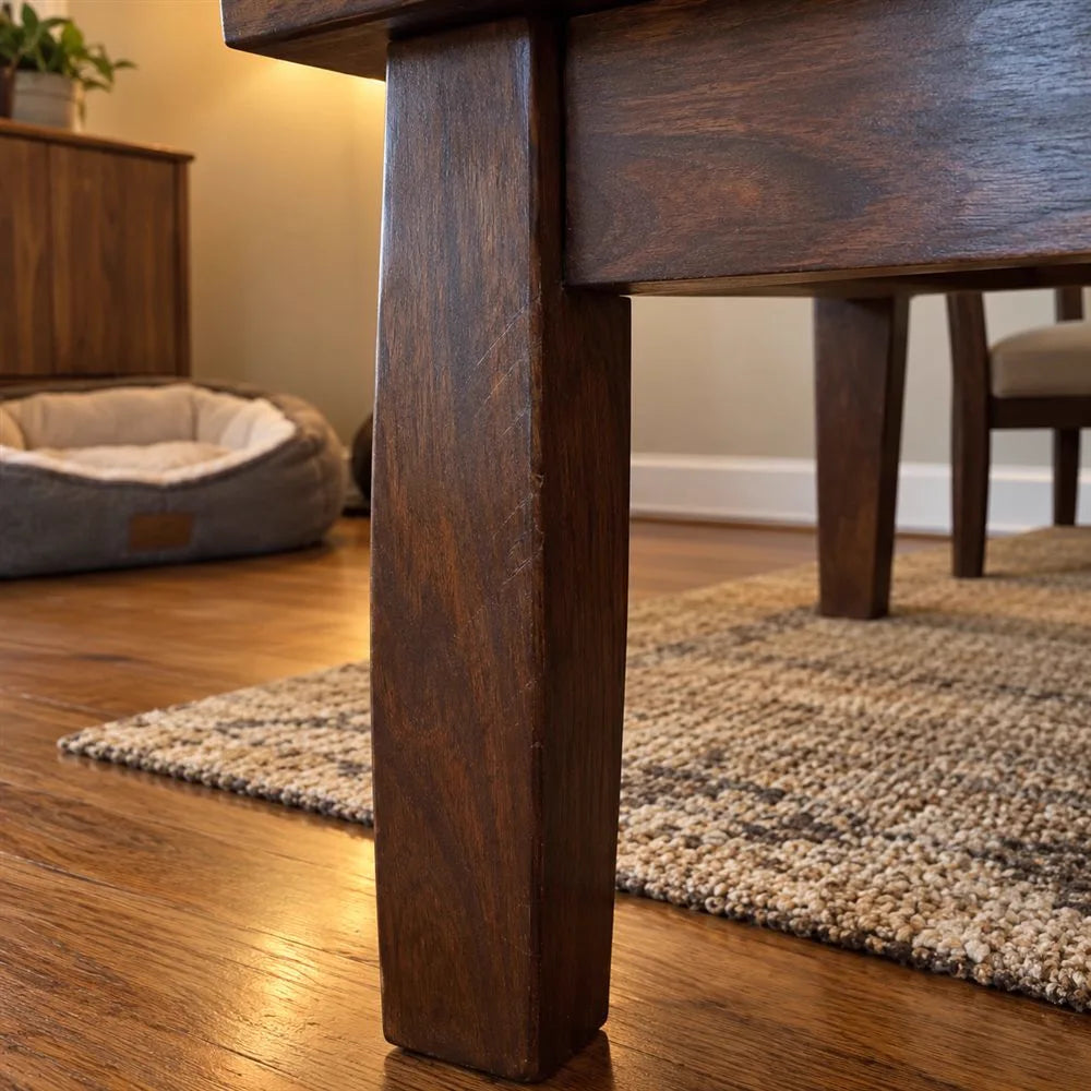 Repaired walnut table leg