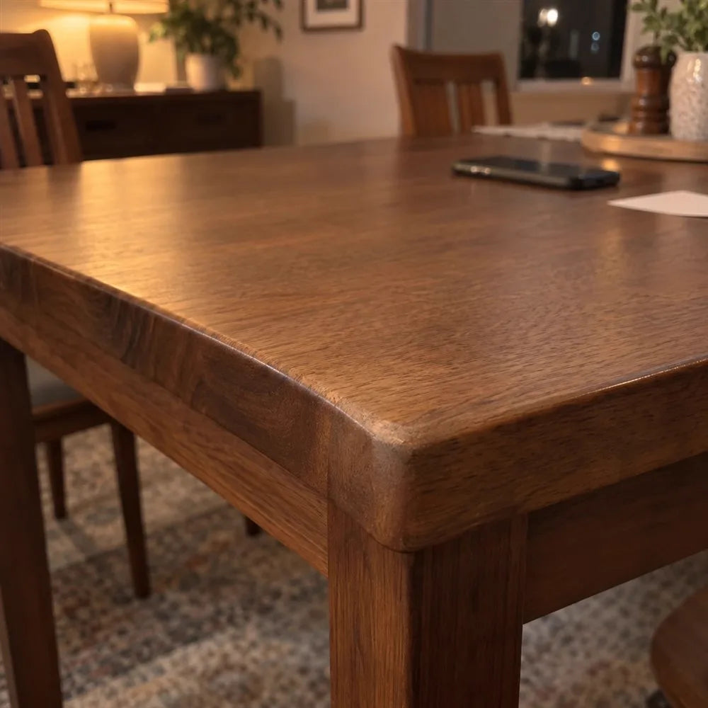Repaired wood table corner