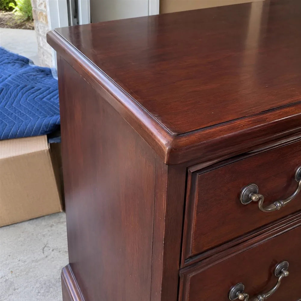 Repaired cherry dresser corner